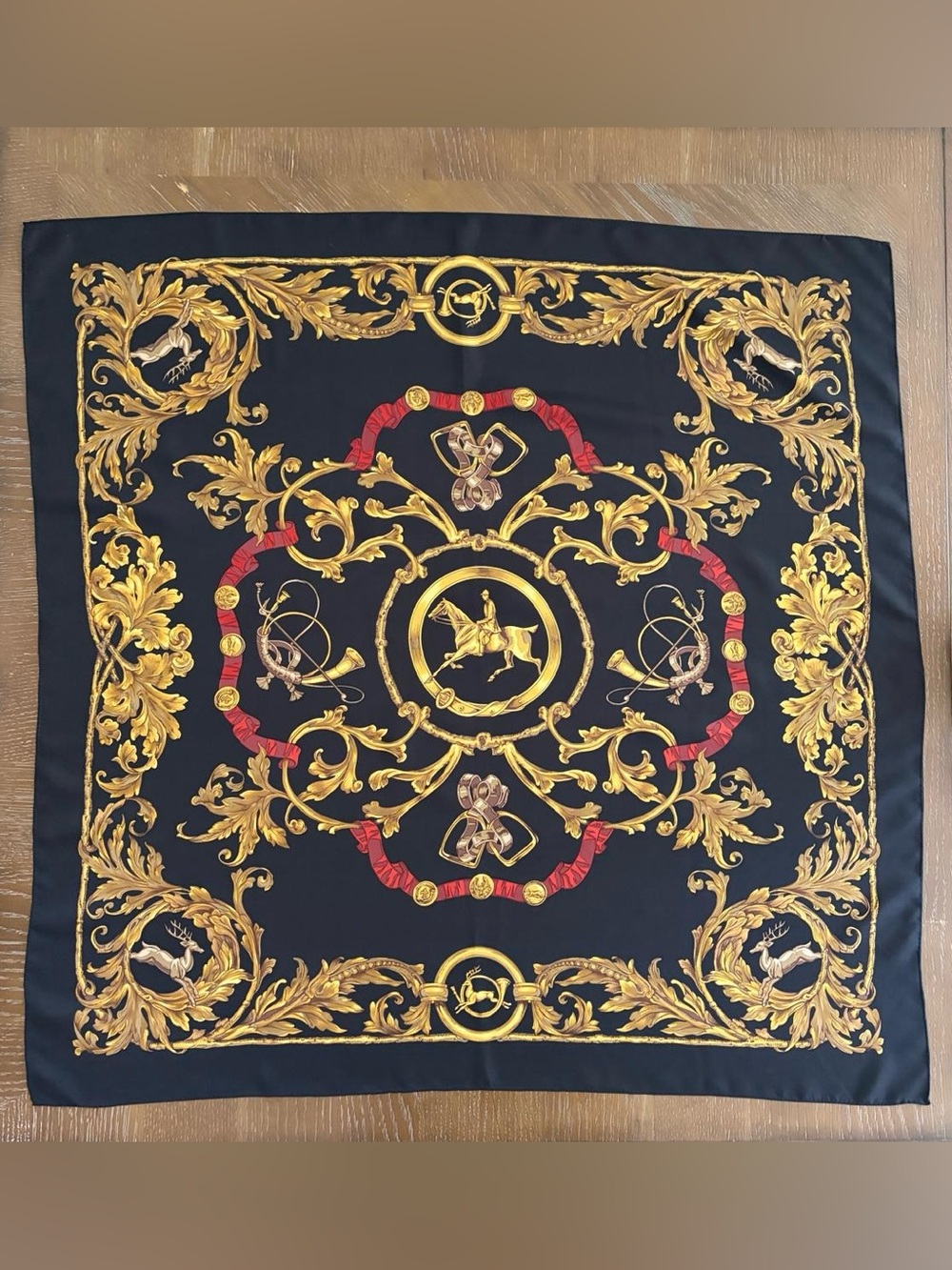 Vintage Wathne 100% Silk Scarf 34.5” Square Hand Rolled Made in Japan